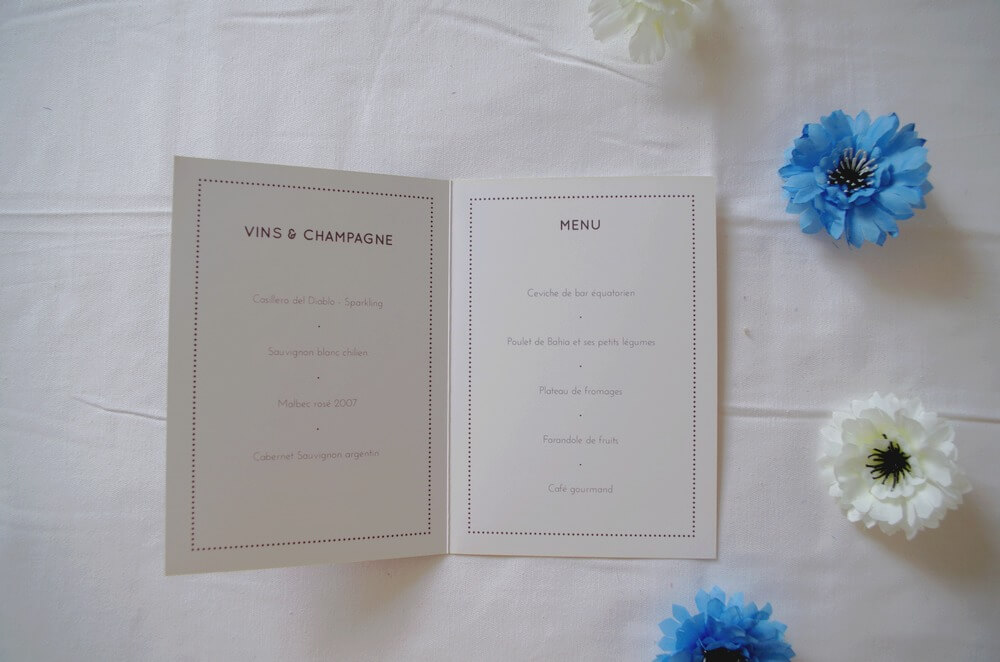 Menu de mariage